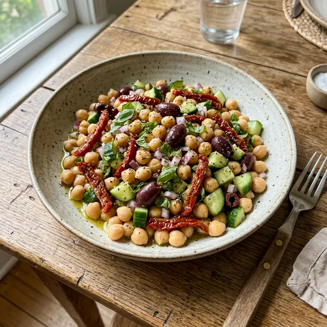 Mediterranean chickpea salad with sun-dried tomatoes