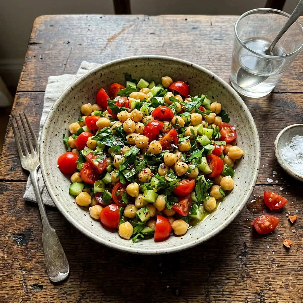 Mediterranean chickpea salad with lemon