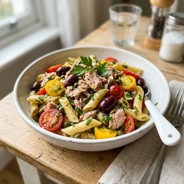 Mediterranean tuna pasta salad