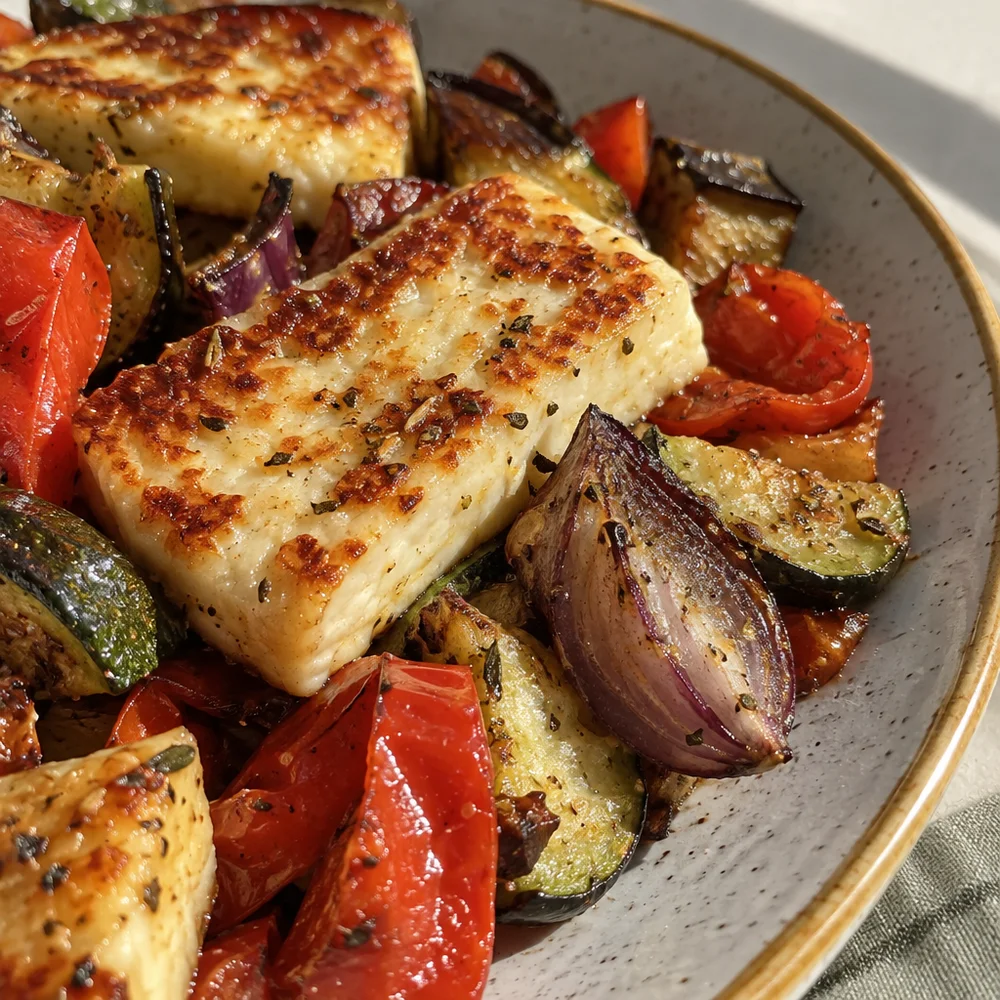 Mediterranean roasted veg with halloumi