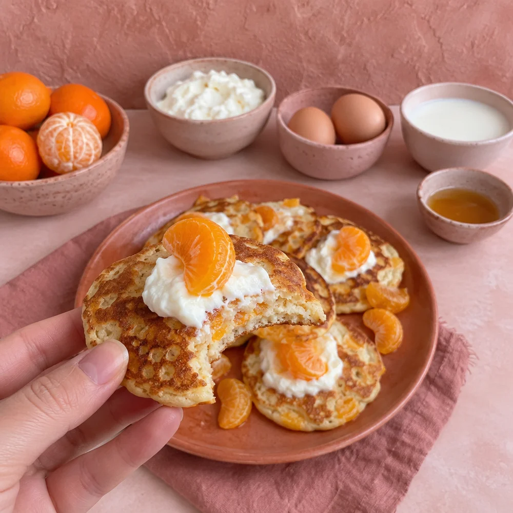 St Nicholas pancakes with mandarins for Advent breakfast
