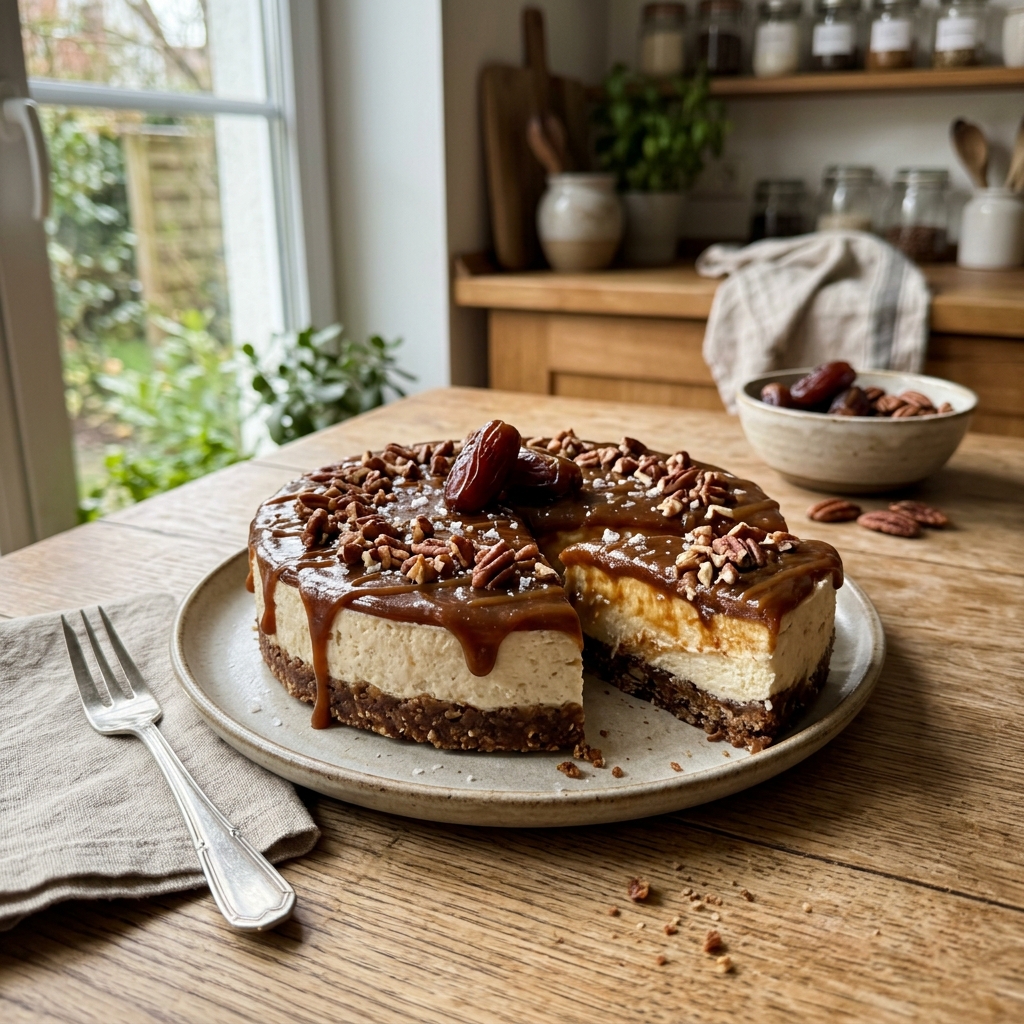 No-bake date caramel cheesecake
