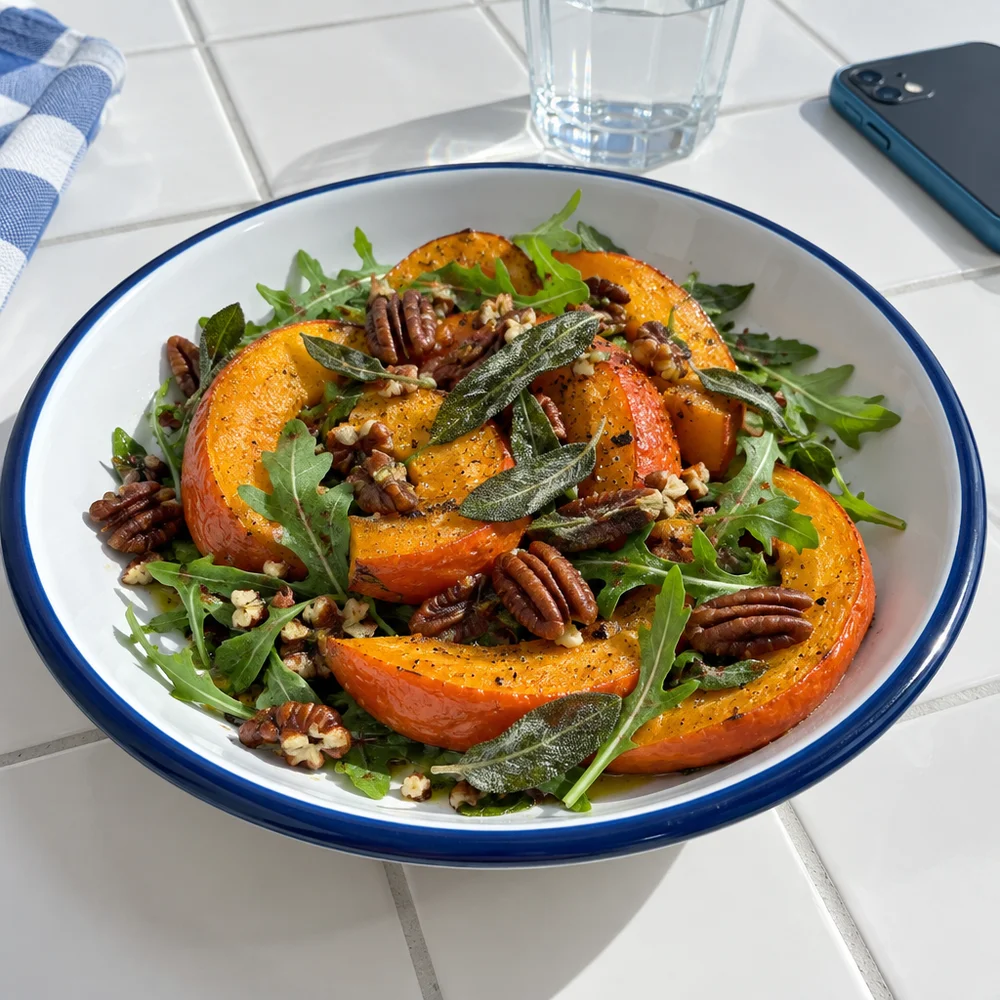 Paleo air fryer squash wedges with sage and pecans