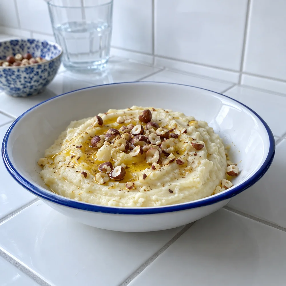 Paleo celeriac purée with ghee and hazelnuts