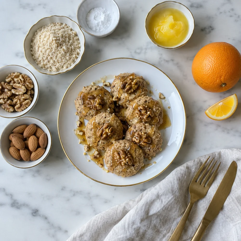 Paleo walnut cookies with maple syrup and orange