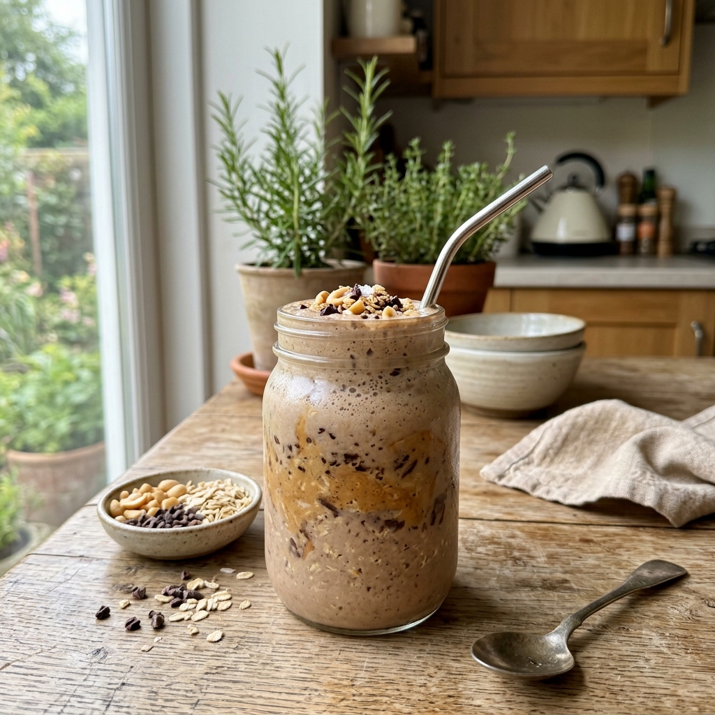 Peanut butter chocolate oat smoothie