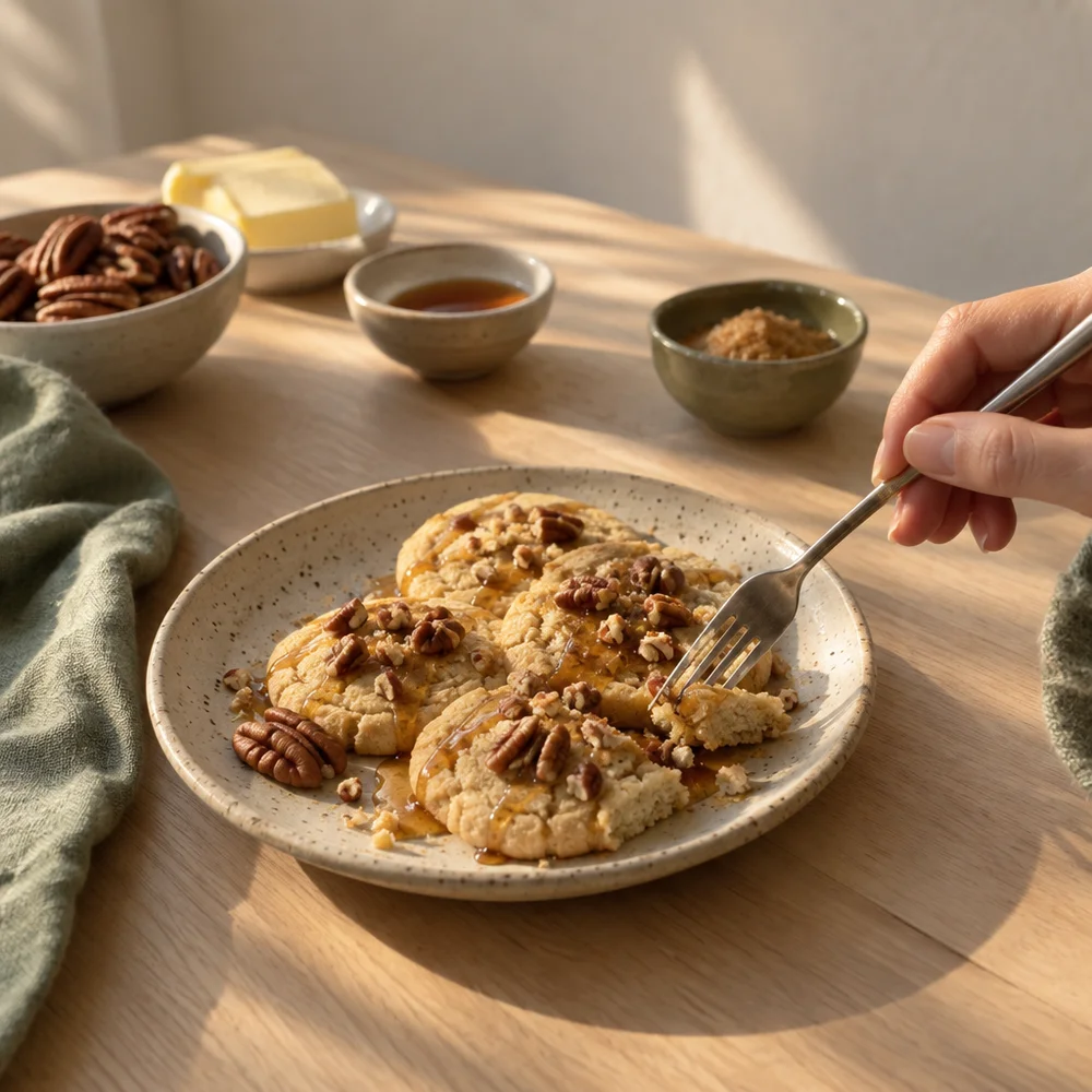 Pecan butter cookies with maple syrup