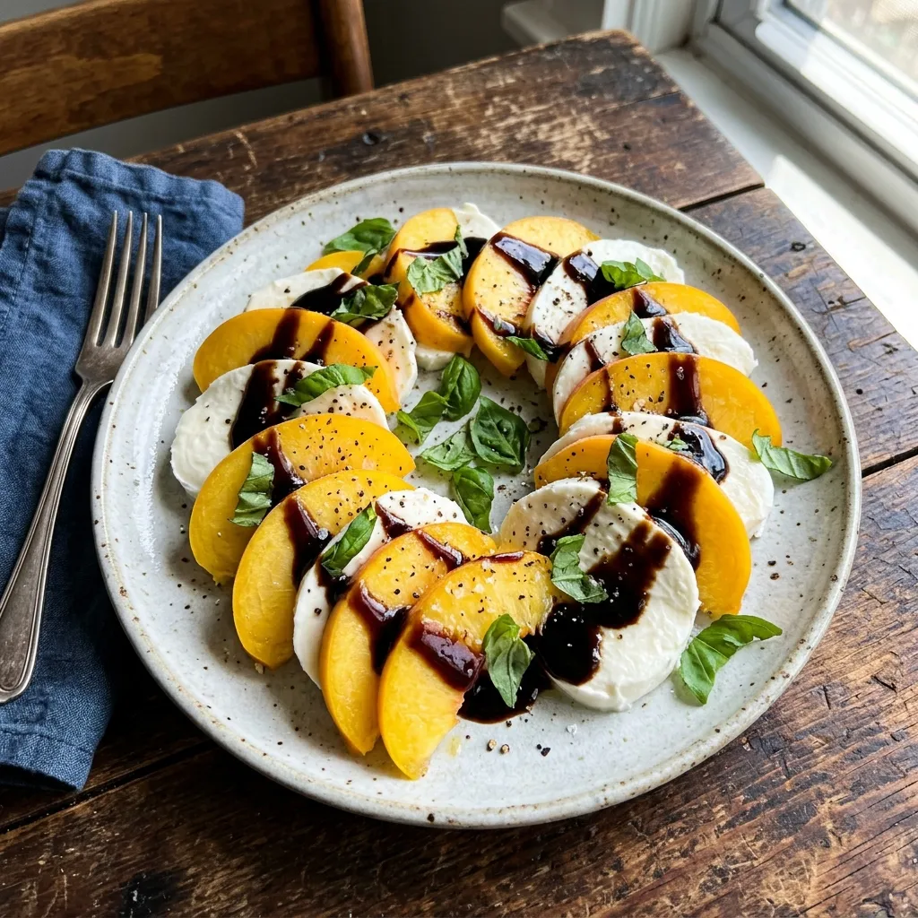 Summery peach caprese with basil