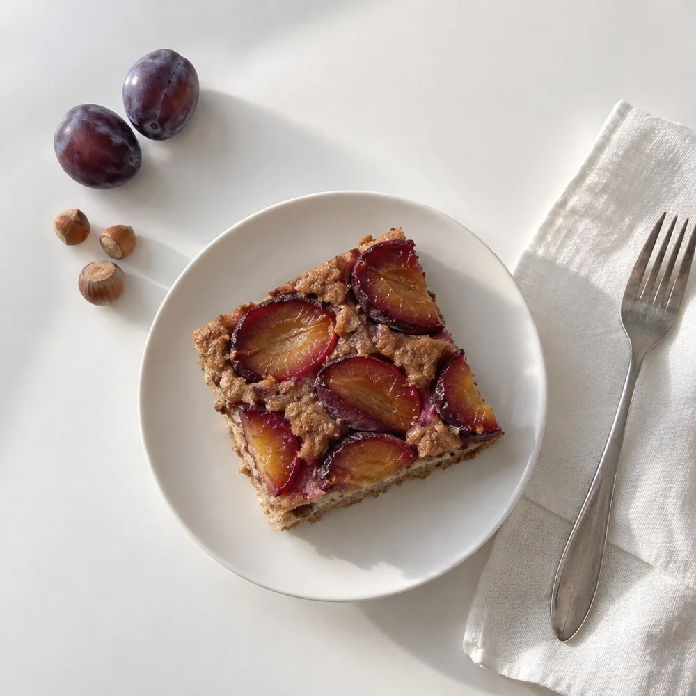 Plum traybake with buckwheat