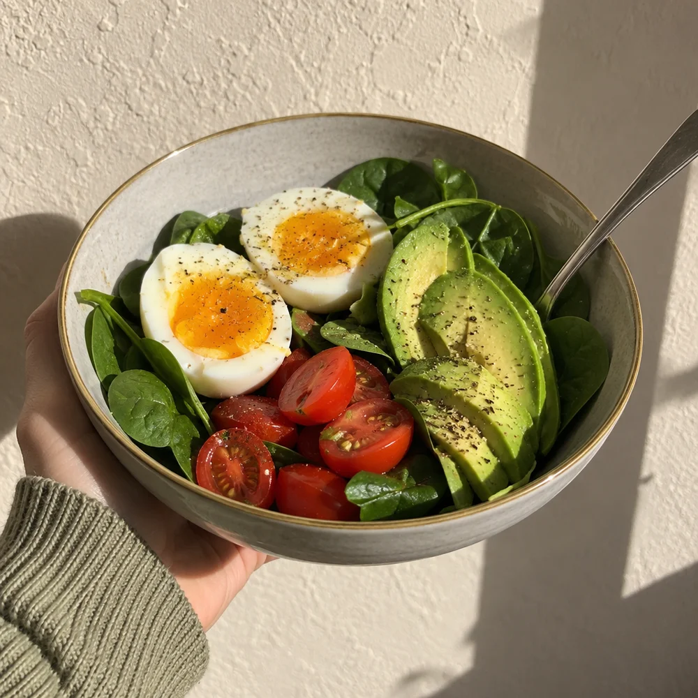 Keto avocado and egg breakfast bowl