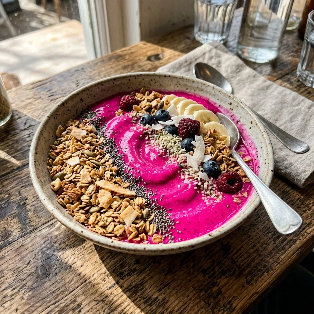 Pinke Drachenfrucht-Smoothie-Bowl