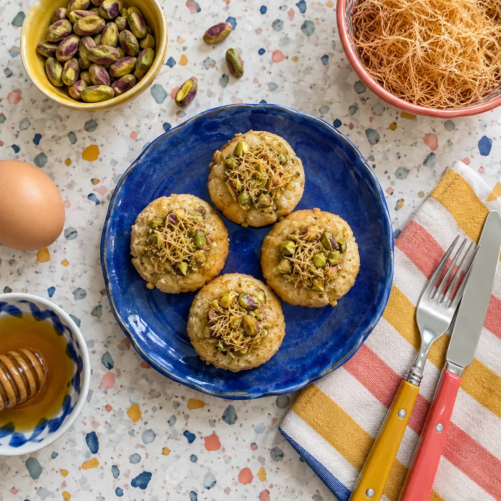 Dubai-style cookies with pistachios and kataifi