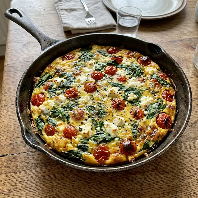 Protein frittata with tomatoes and spinach