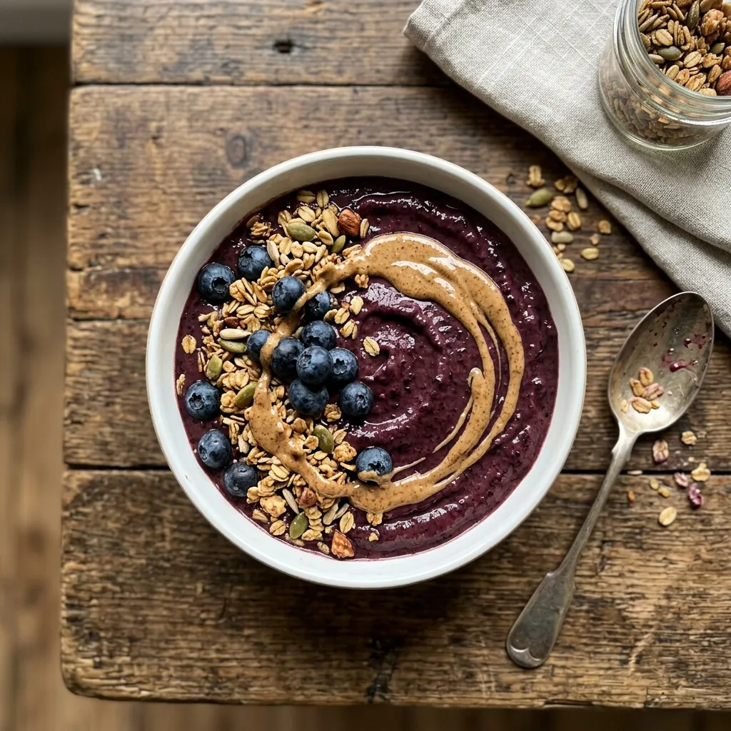 Protein smoothie bowl with berries