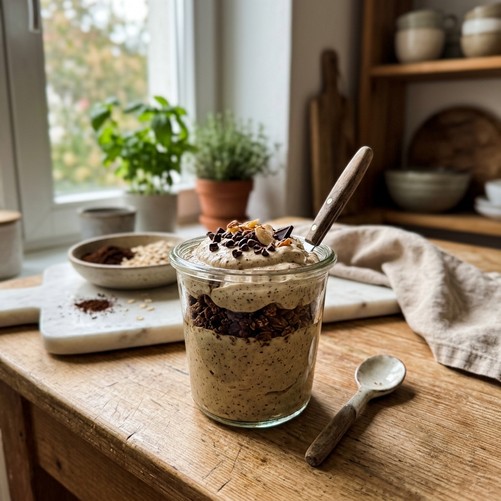 High-protein coffee quark pot
