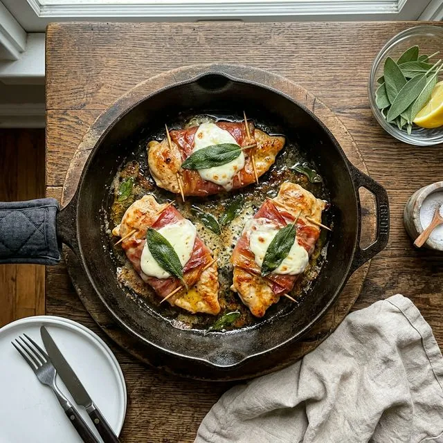 Turkey saltimbocca with sage and mozzarella