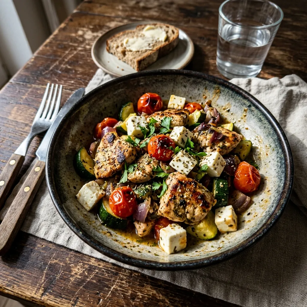 Turkey and courgette pan-fry with feta