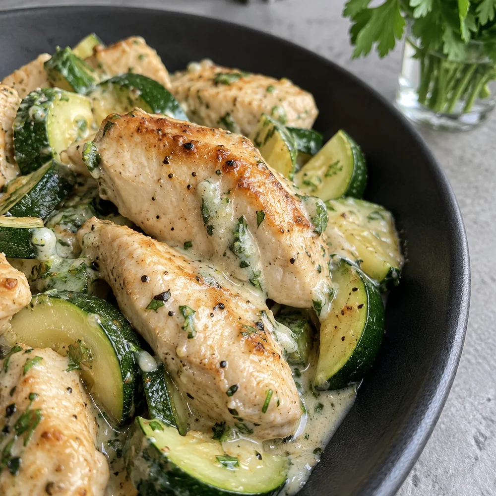 Turkey pan with courgette and garlic yoghurt
