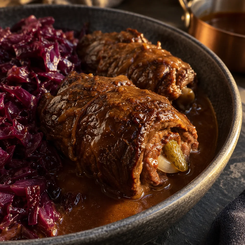 Beef rouladen with red cabbage