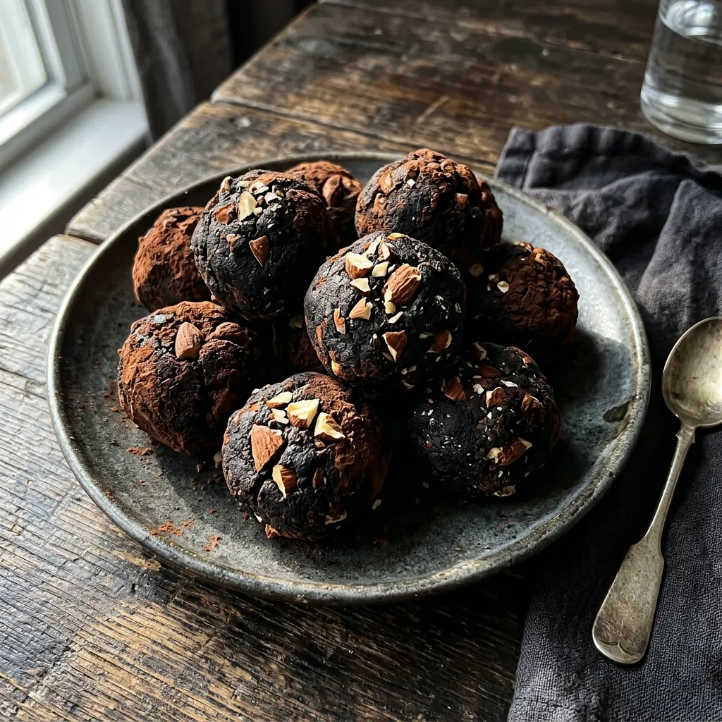 Raw energy balls with jet-black dates