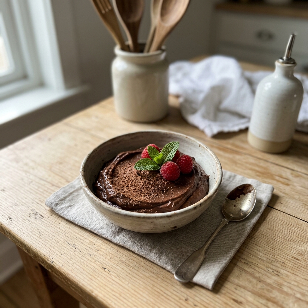 Vegan raw chocolate avocado mousse