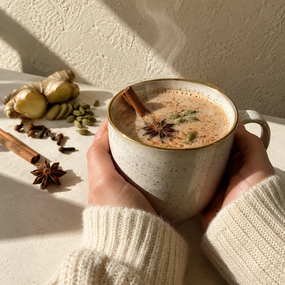 Rooibos chai with oat milk and honey