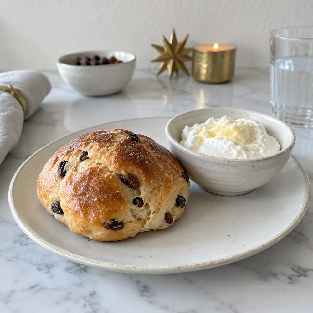 Raisin buns with quark for an Advent breakfast