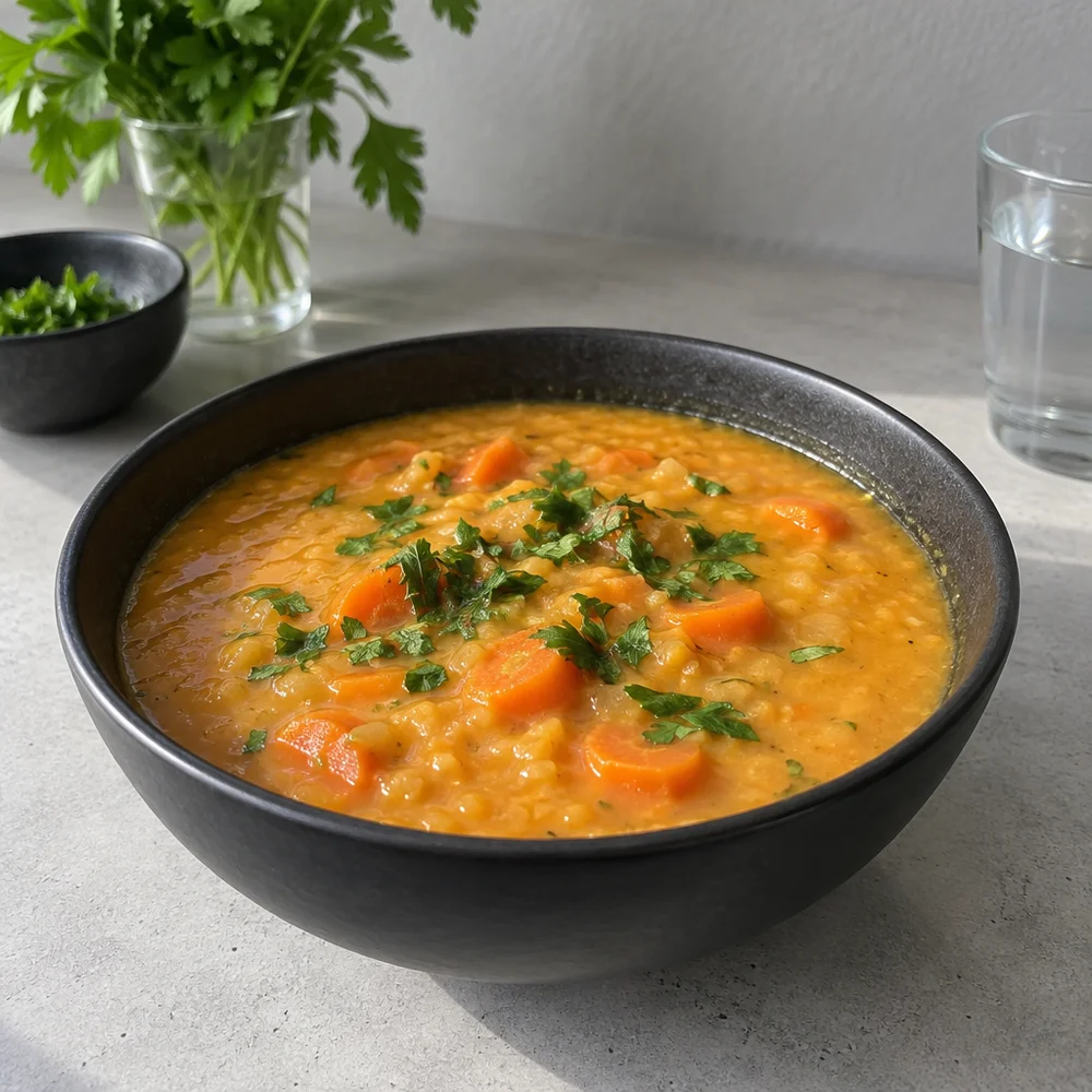 Red lentil soup with carrots