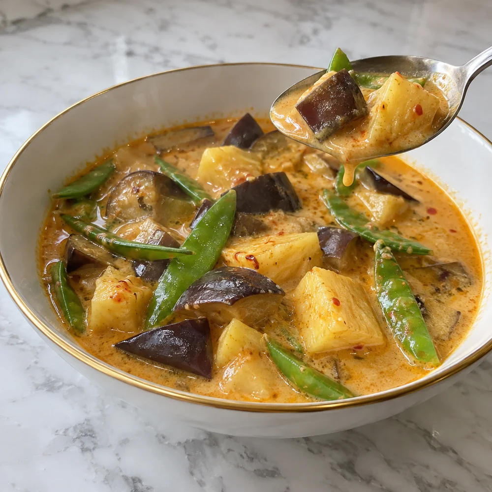 Vegetarian red Thai curry with pineapple