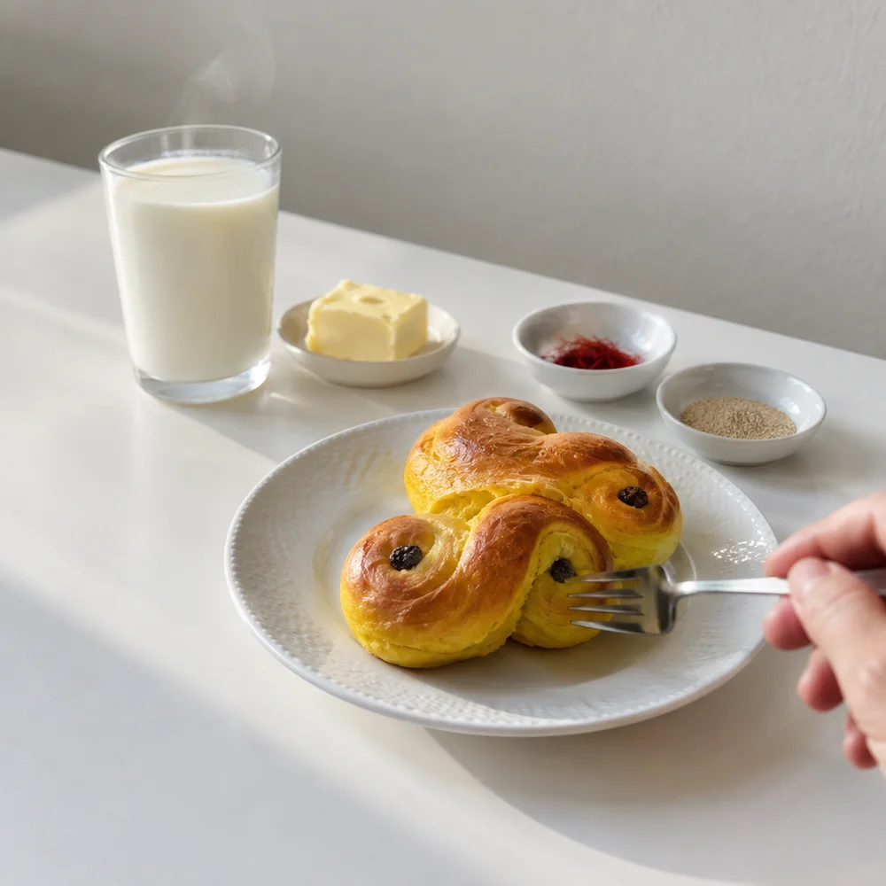 Saffron buns (Lussekatter) for Advent breakfast