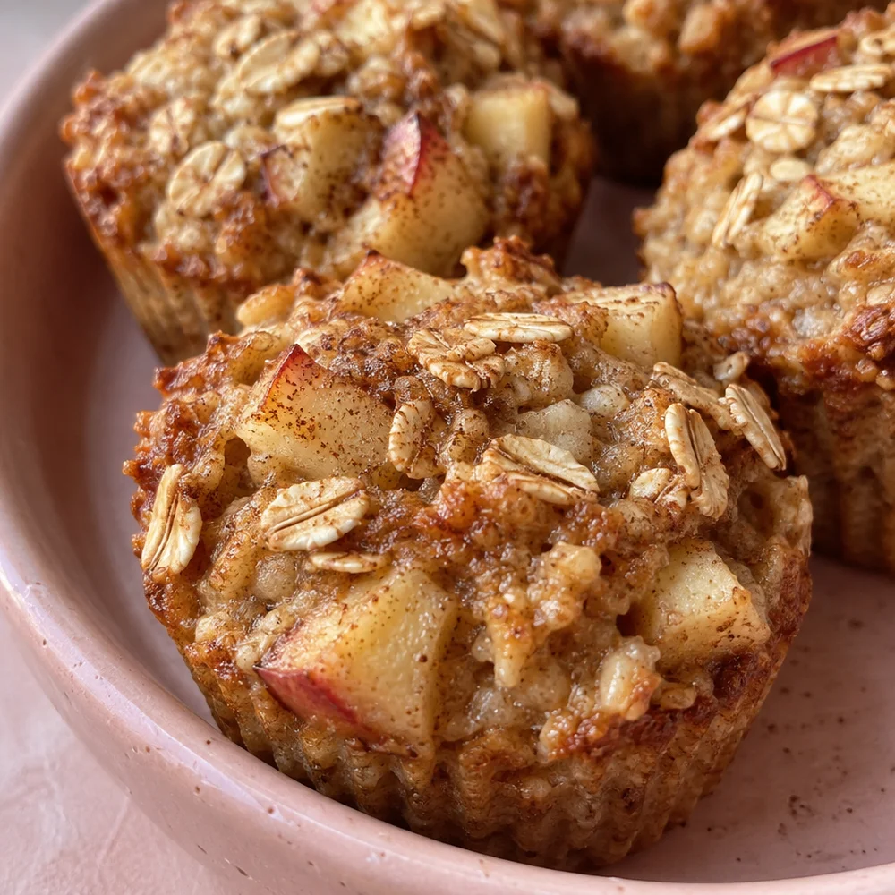 Moist apple and cinnamon porridge muffins