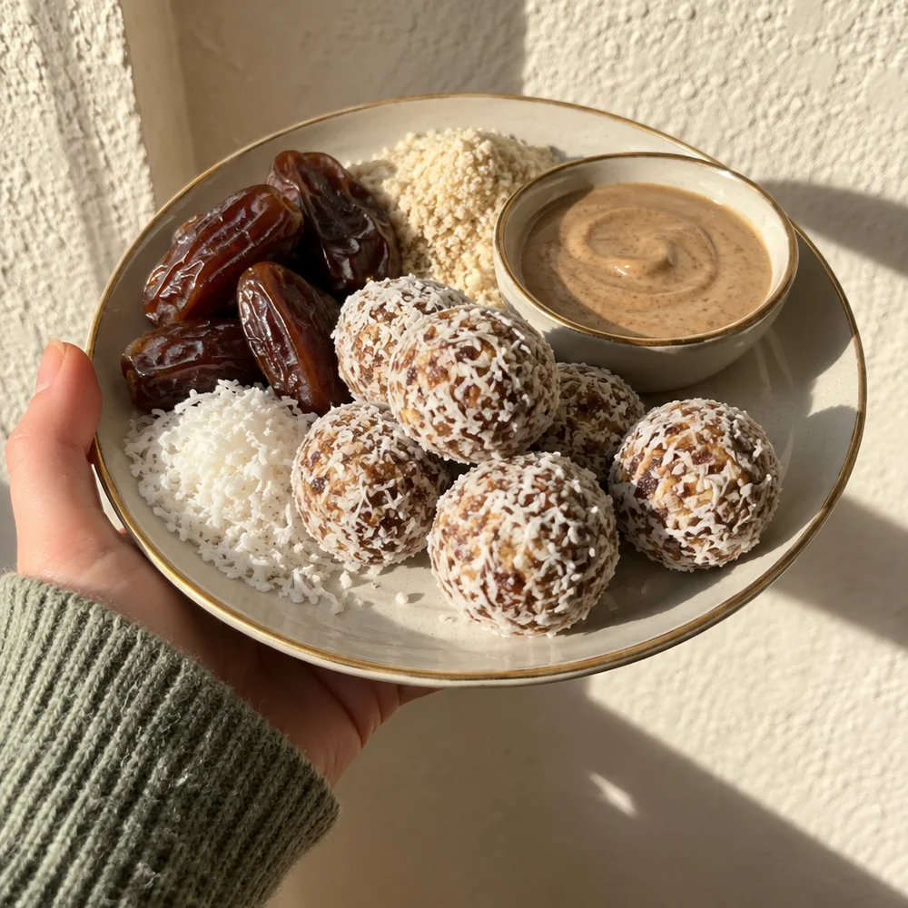 Moist vegan coconut and almond balls