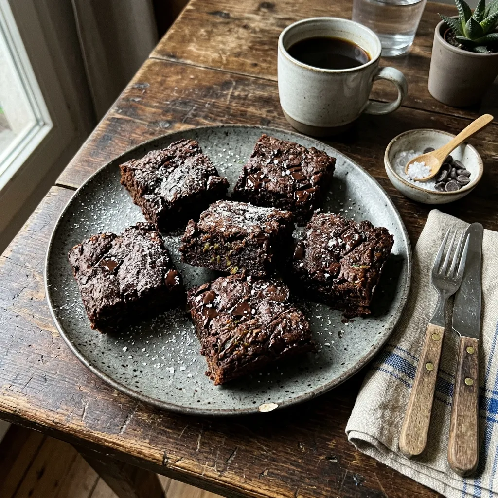 Moist flourless chocolate courgette brownies