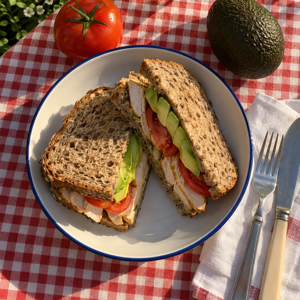 Juicy chicken and avocado sandwich