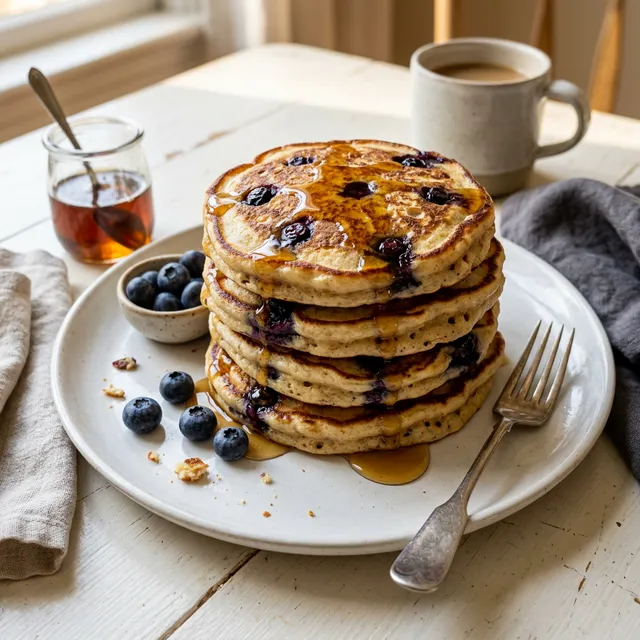 Sourdough pancakes with blueberries