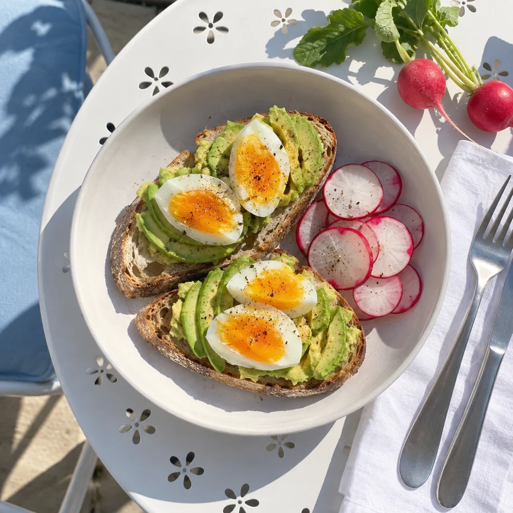 Sourdough sandwich with avocado and egg