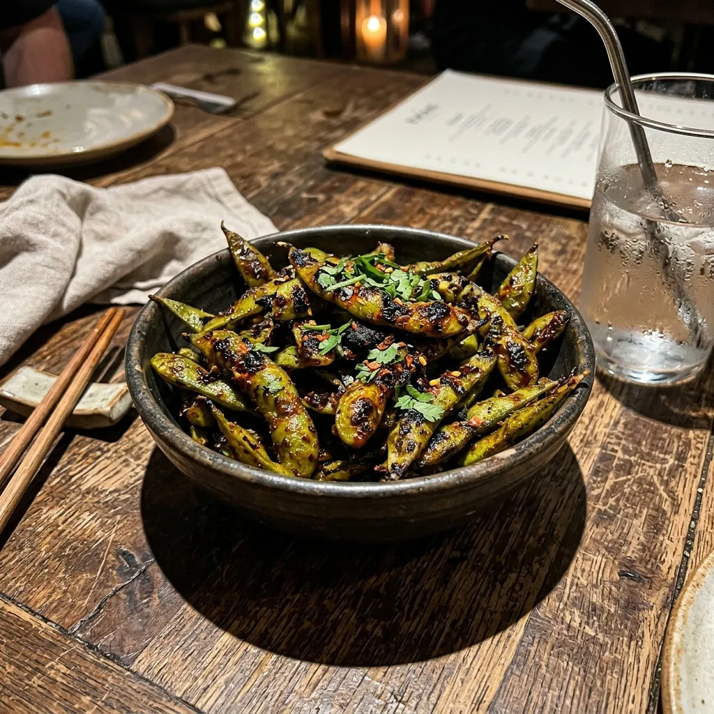 Spicy roasted sriracha edamame