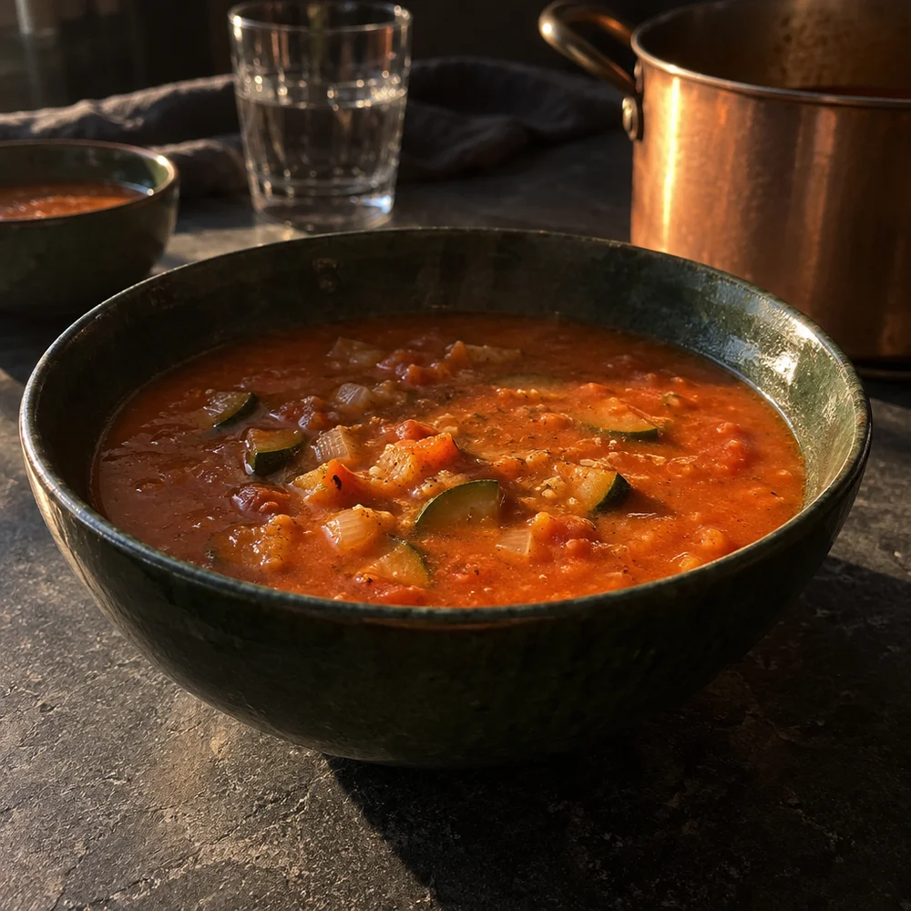 Spicy tomato and courgette soup