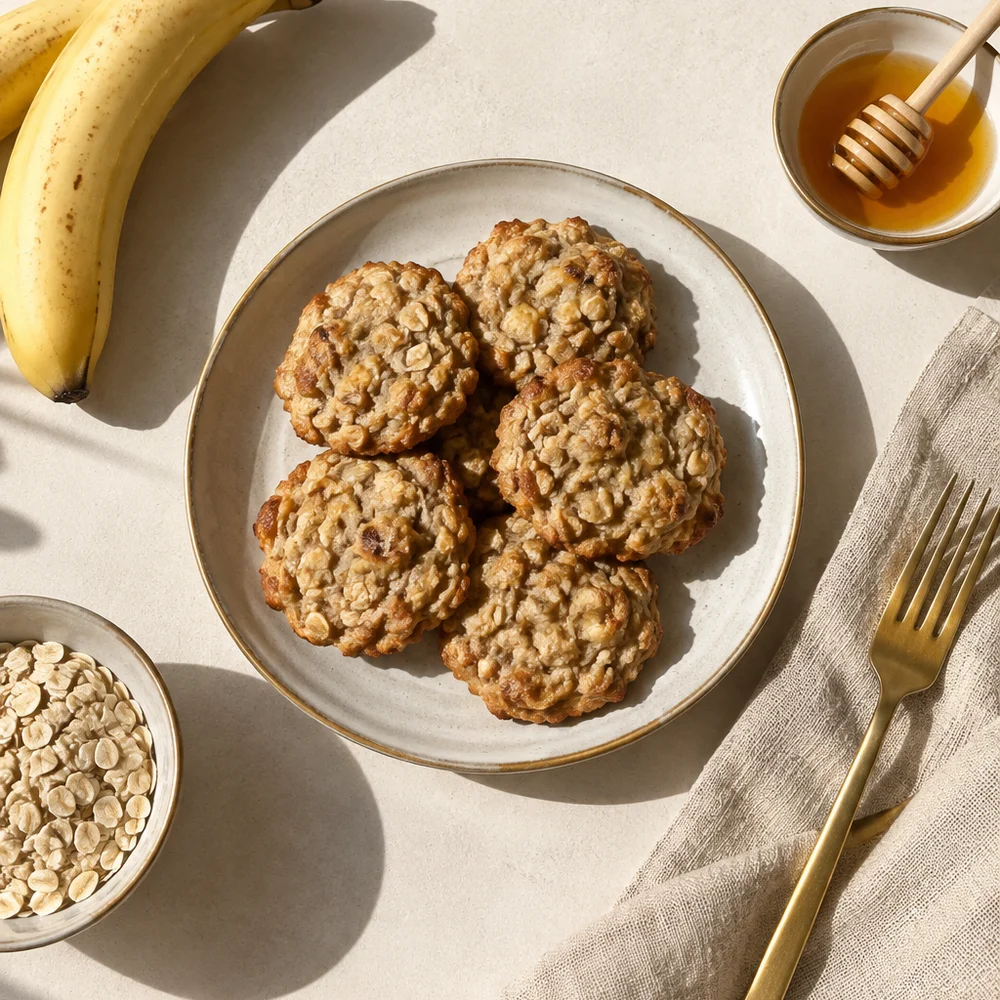 Quick banana and oat cookies