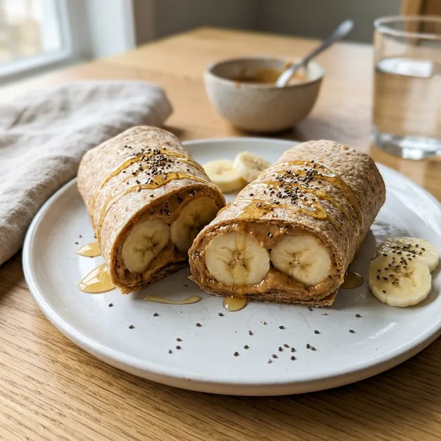Vegan peanut butter and banana wraps