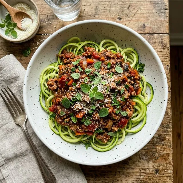 Quick turkey bolognese with courgette noodles