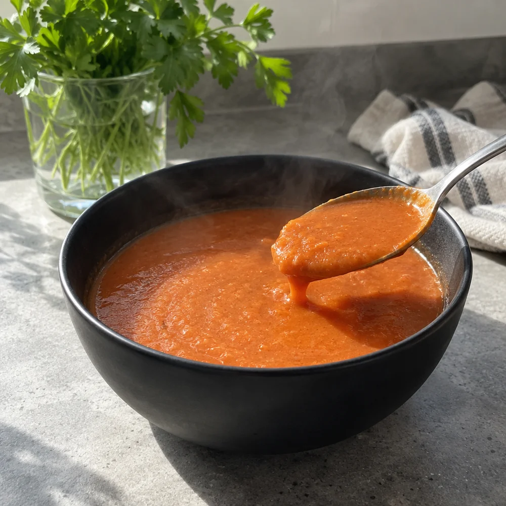 Quick tomato and lentil soup