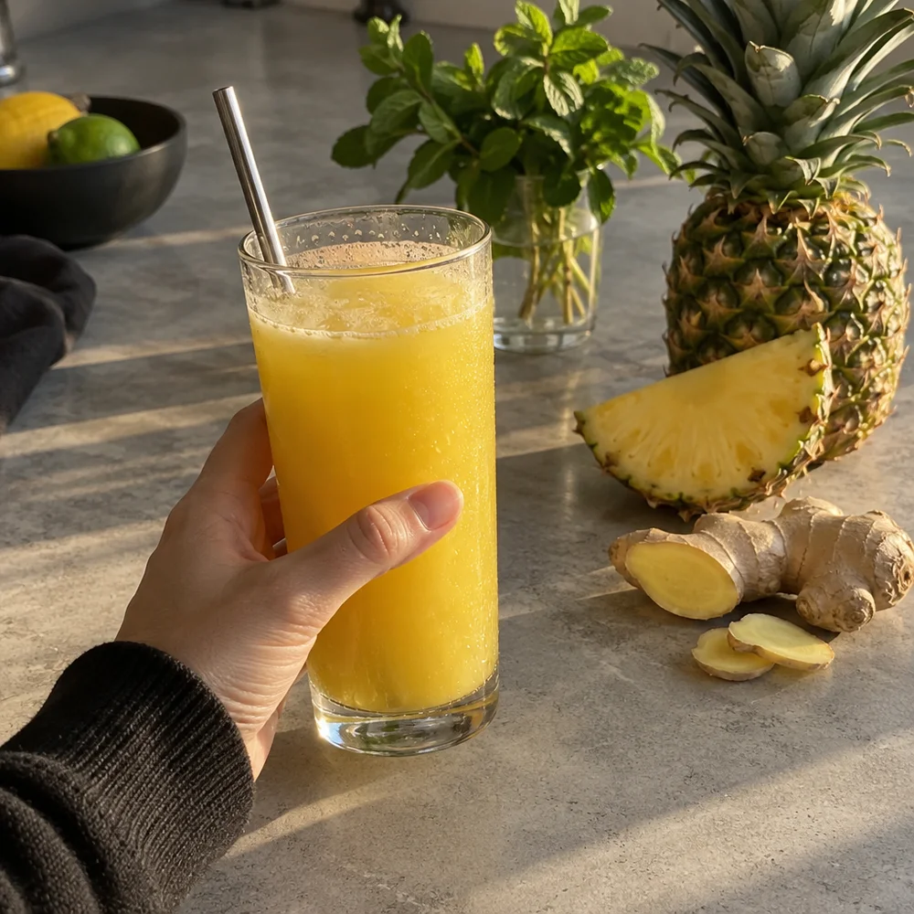 Quick pineapple, turmeric and ginger juice