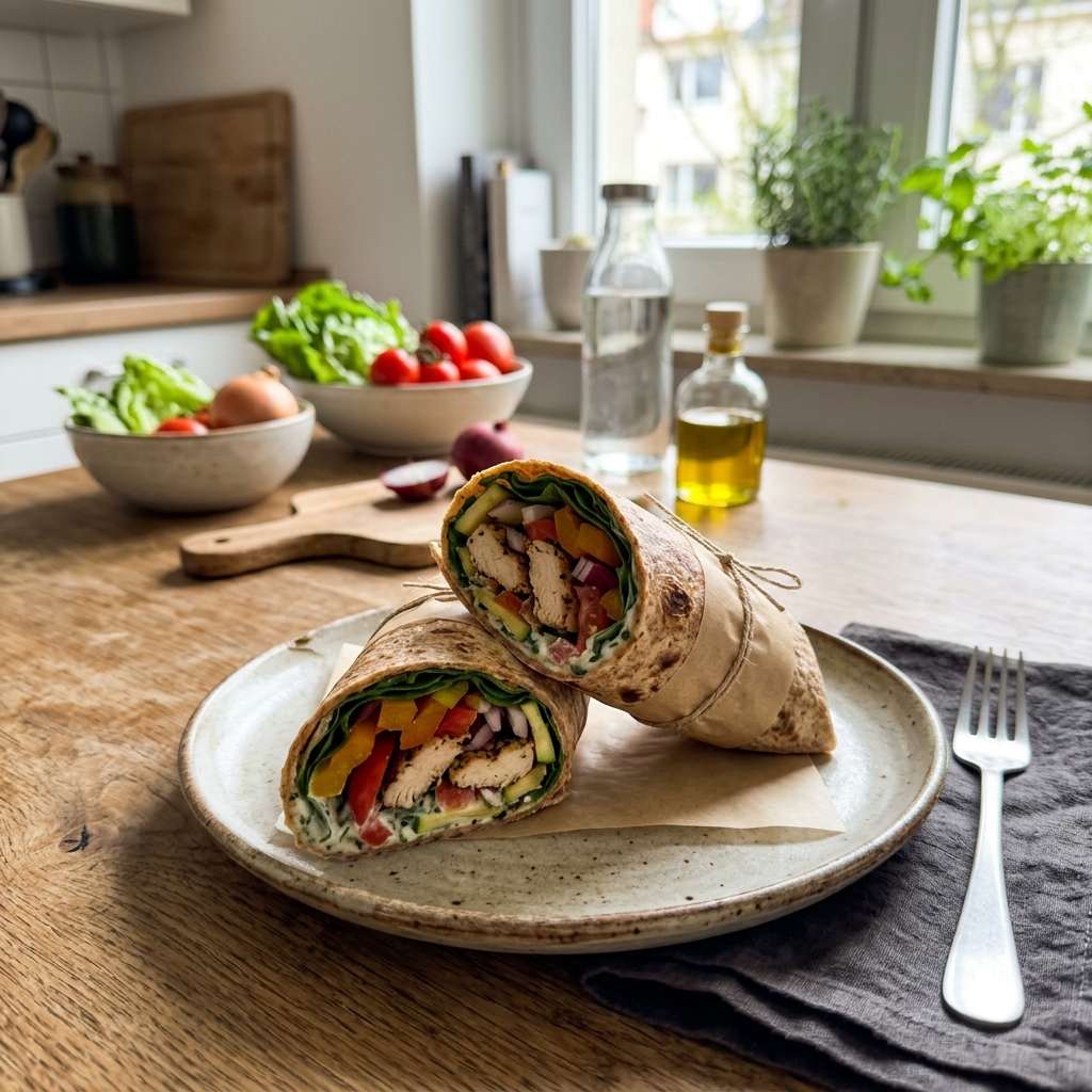 Quick chicken and vegetable wrap