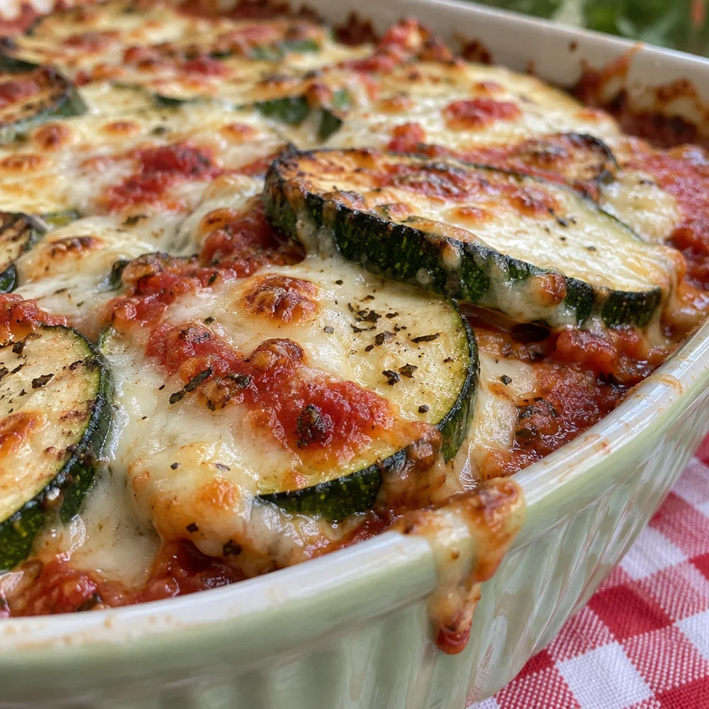 Low-carb courgette bake with mozzarella