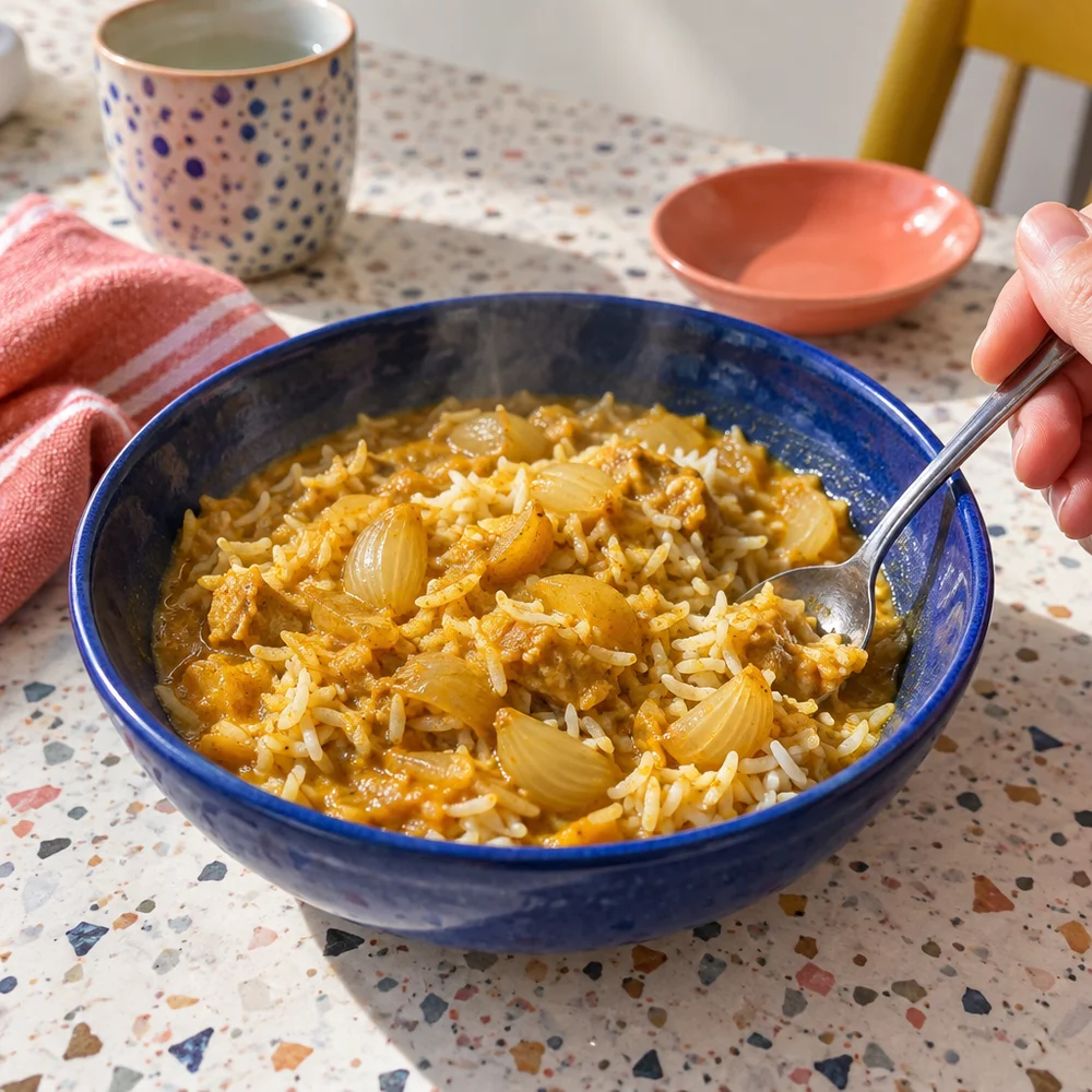 Vegan peanut curry with rice