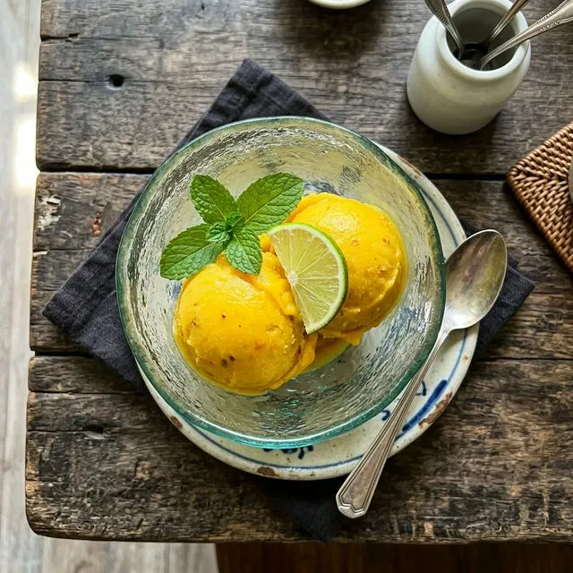 Schnelles Mango-Maracuja-Sorbet