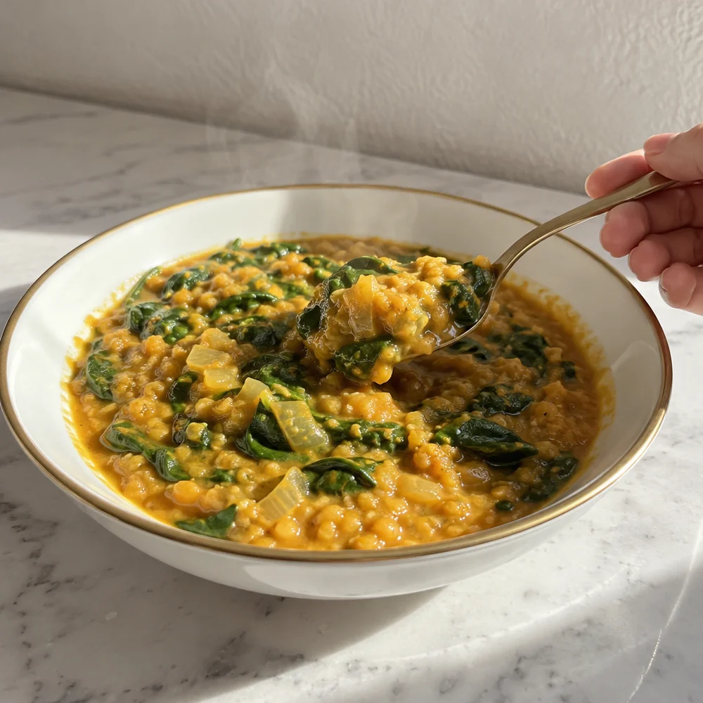 Red lentil dal with coconut milk