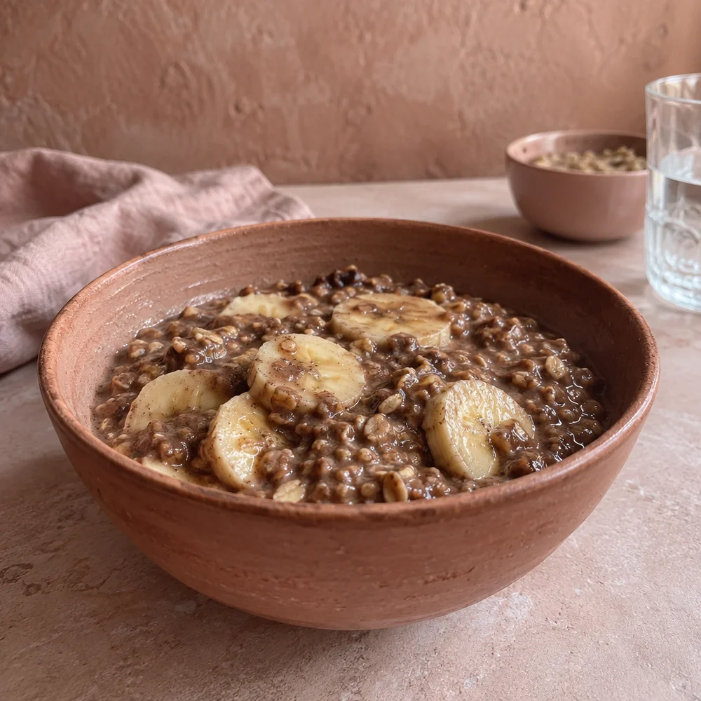 Quick chocolate banana porridge