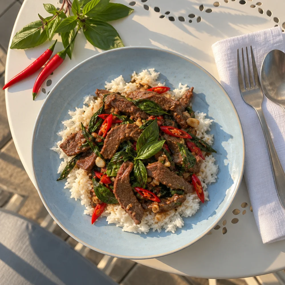 Quick Thai basil beef with chilli